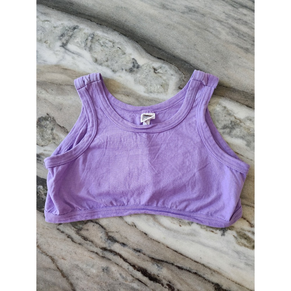 Vintage 80s Fun N Sun Purple Cotton Crop Top Bralette Made in USA Size S/M